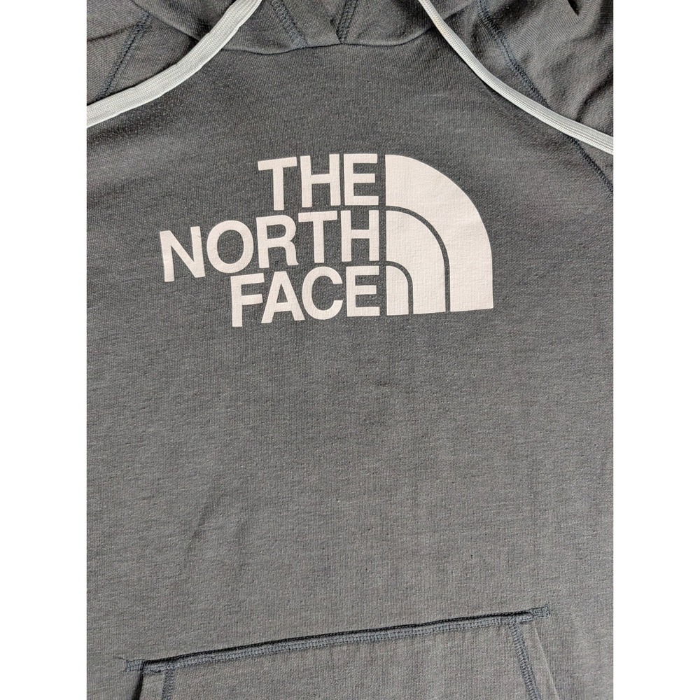 The North Face Womens Heather Grey Logo Pullover Hoodie Sweatshirt Raglan M - Picture 5 of 8